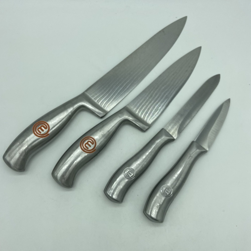 MasterChef Knife Set 4pc Stainless Steele Chef Utility Paring Modern Kitchen